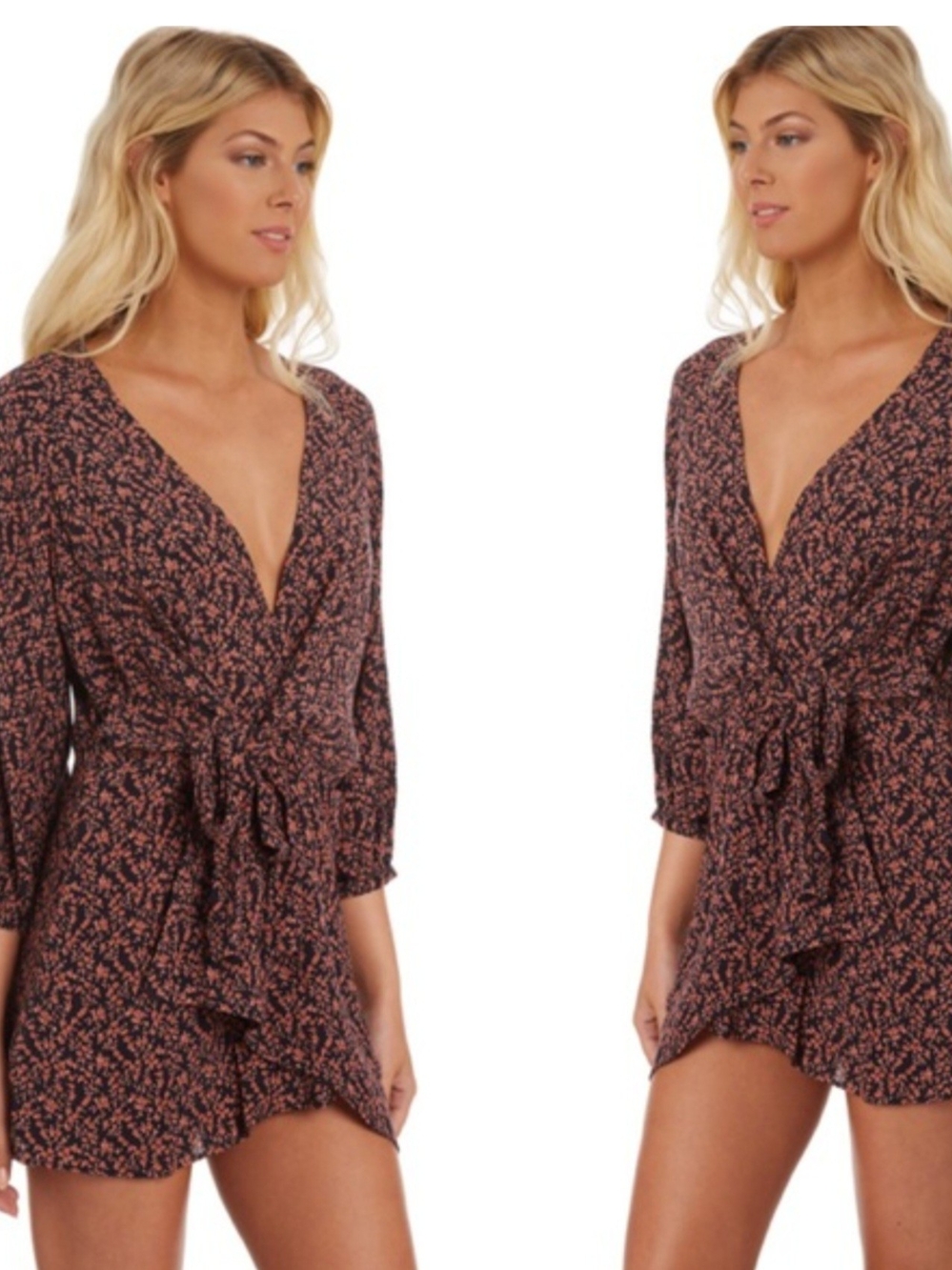 Title: Free People Clara Floral Faux Wrap Tunic Mini Dress